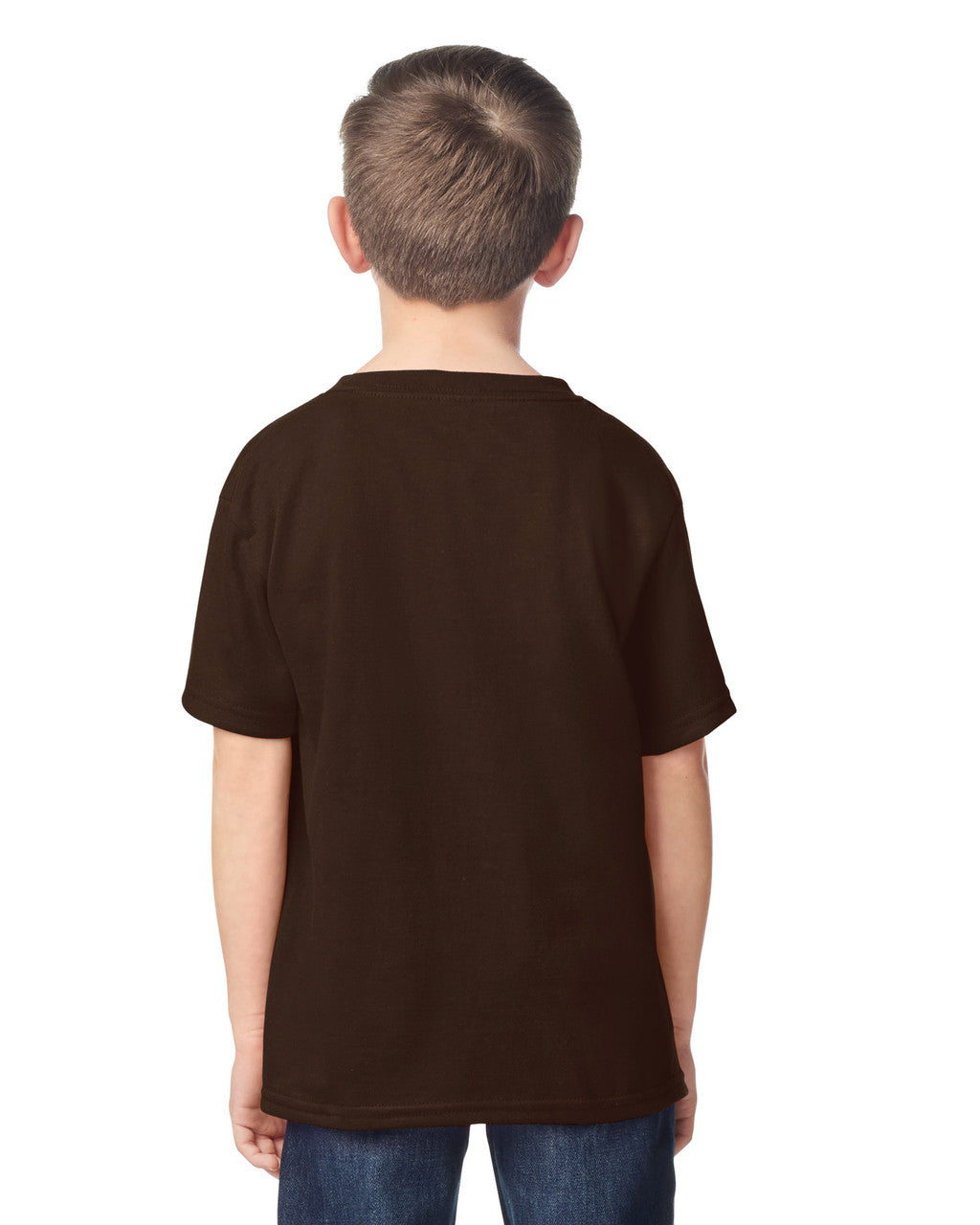 Gildan 5000B Youth Heavy Cotton T-Shirt - Dark Chocolate - model back