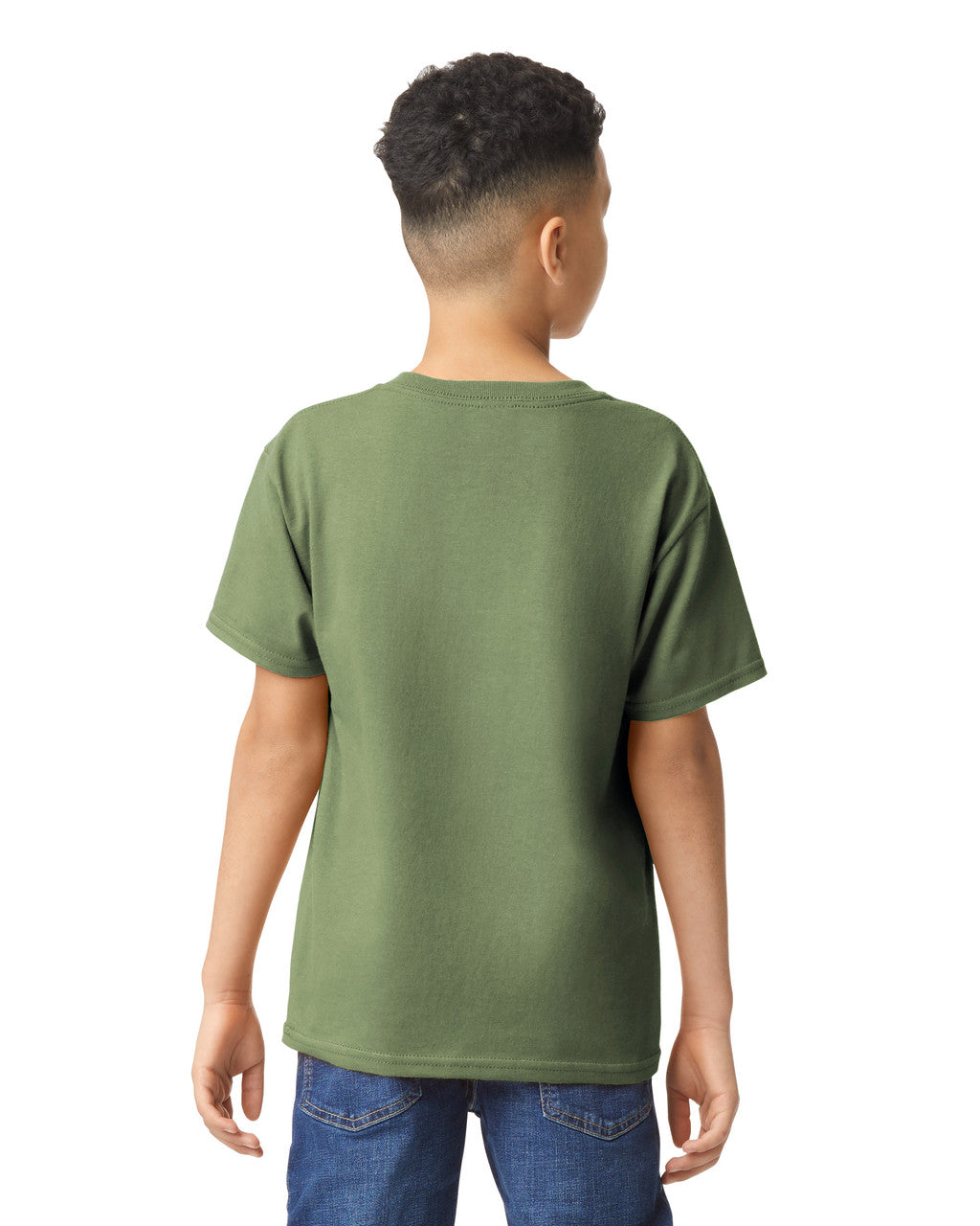 Gildan 5000B Youth Heavy Cotton T-Shirt - Military Green - model back
