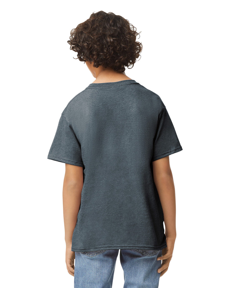 Gildan 5000B Youth Heavy Cotton T-Shirt - Dark Heather - model back