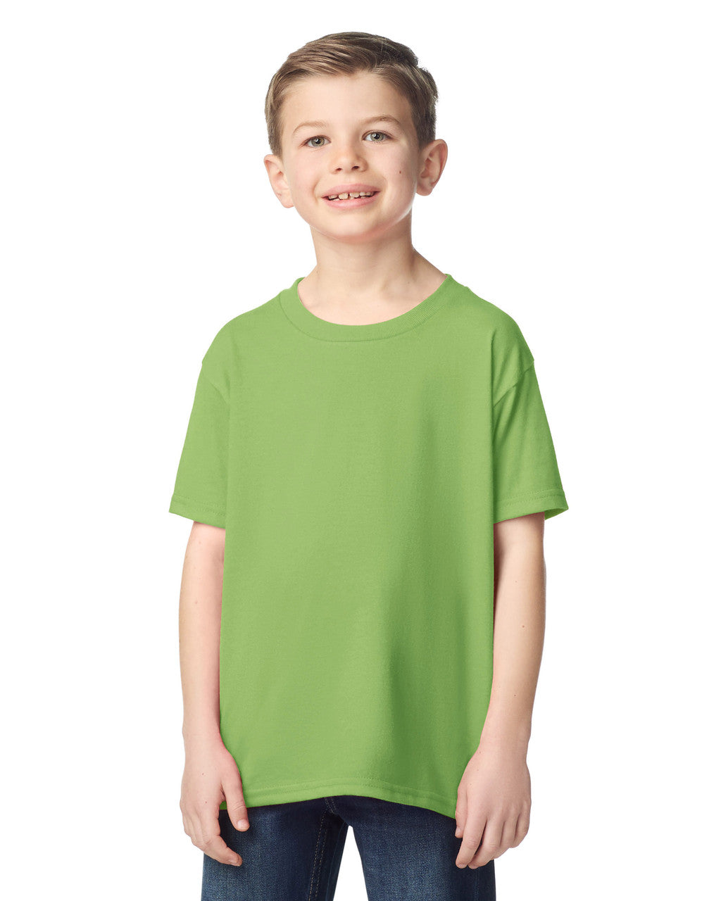 Gildan 5000B Youth Heavy Cotton T-Shirt - Kiwi - model front
