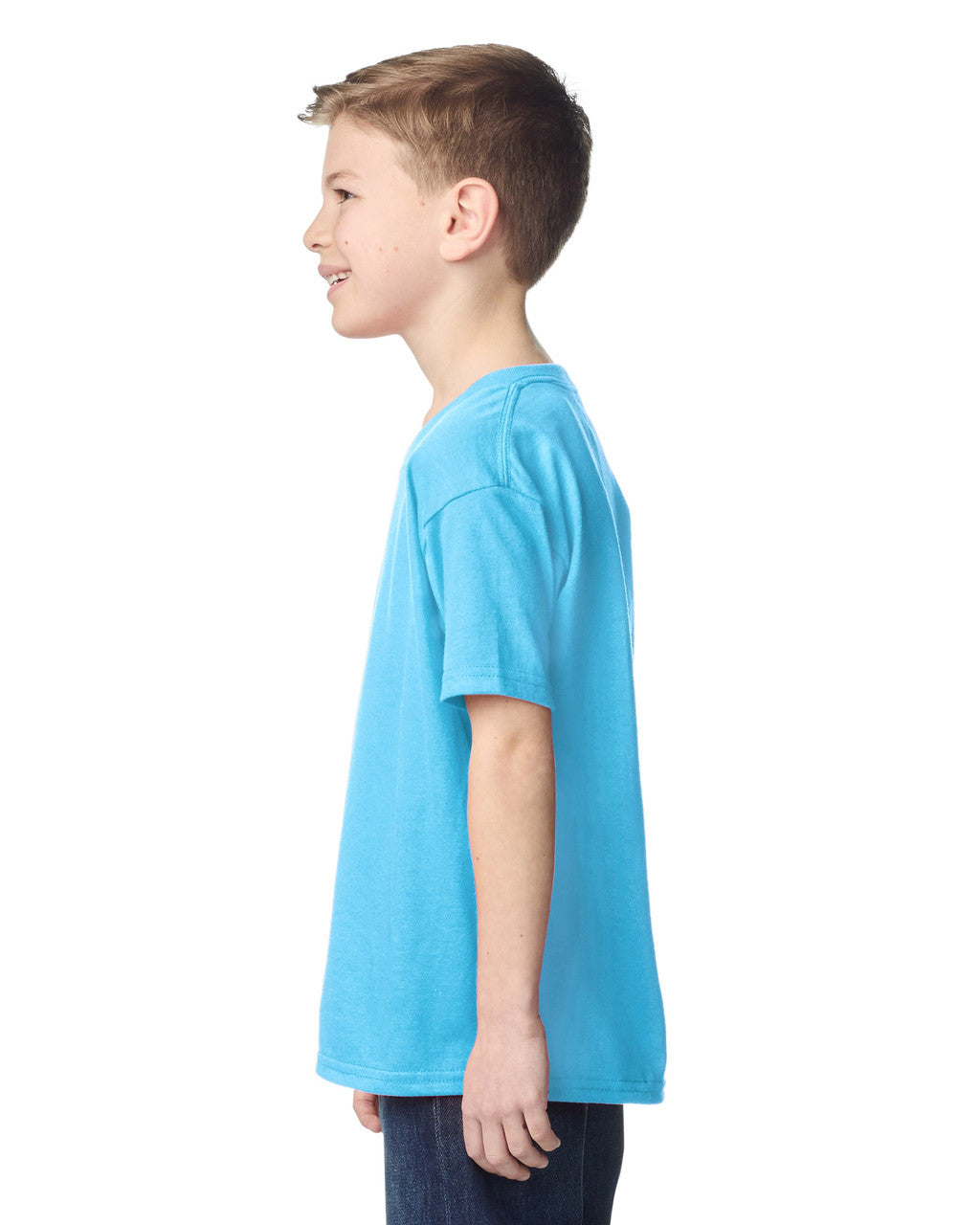 Gildan 5000B Youth Heavy Cotton T-Shirt - Sky - model side