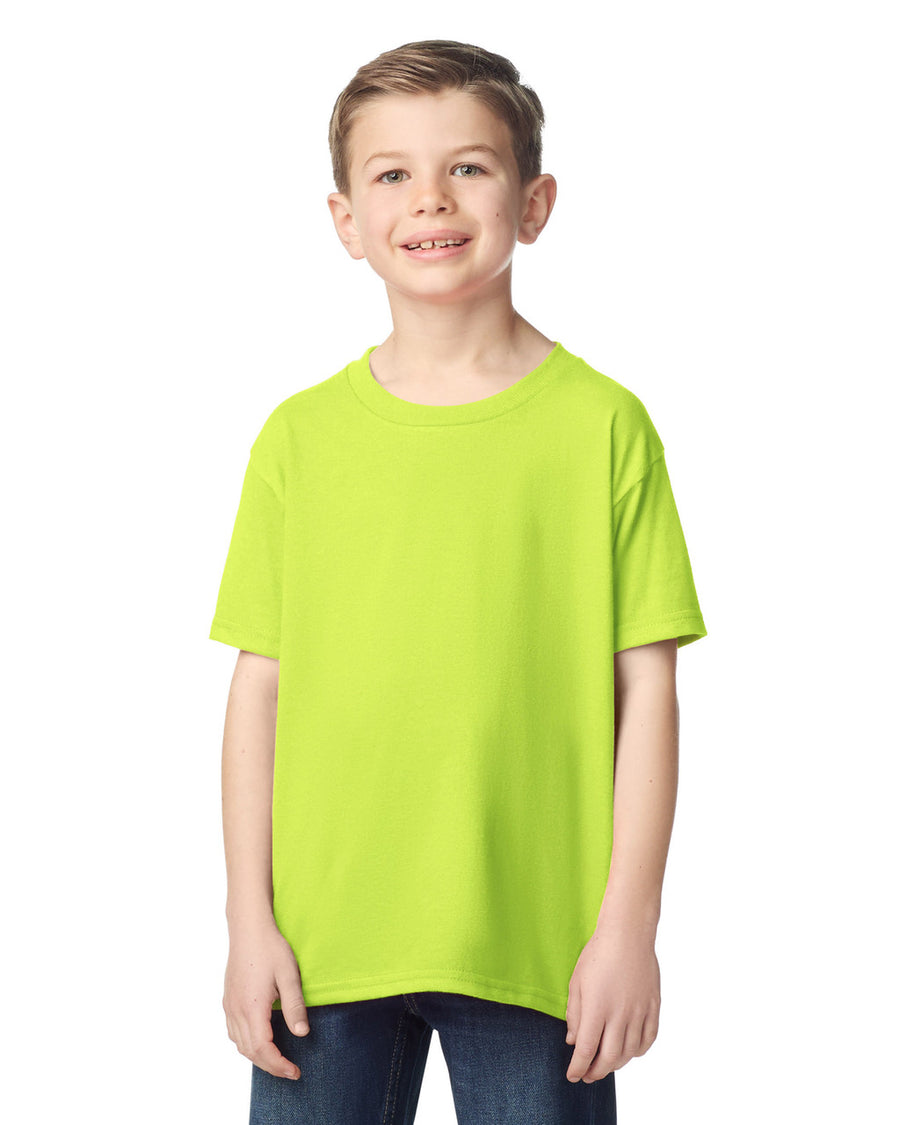 Gildan 5000B Youth Heavy Cotton T-Shirt - Safety Green - model front