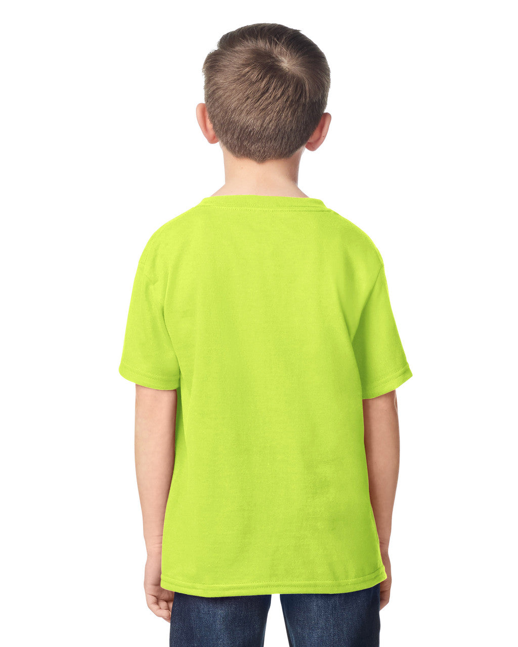 Gildan 5000B Youth Heavy Cotton T-Shirt - Safety Green - model back