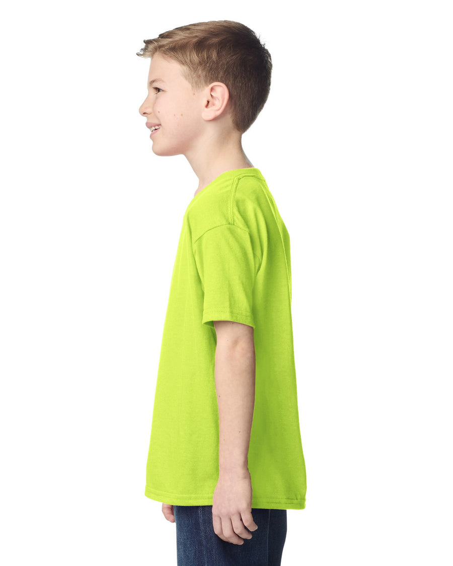 Gildan 5000B Youth Heavy Cotton T-Shirt - Safety Green - model side