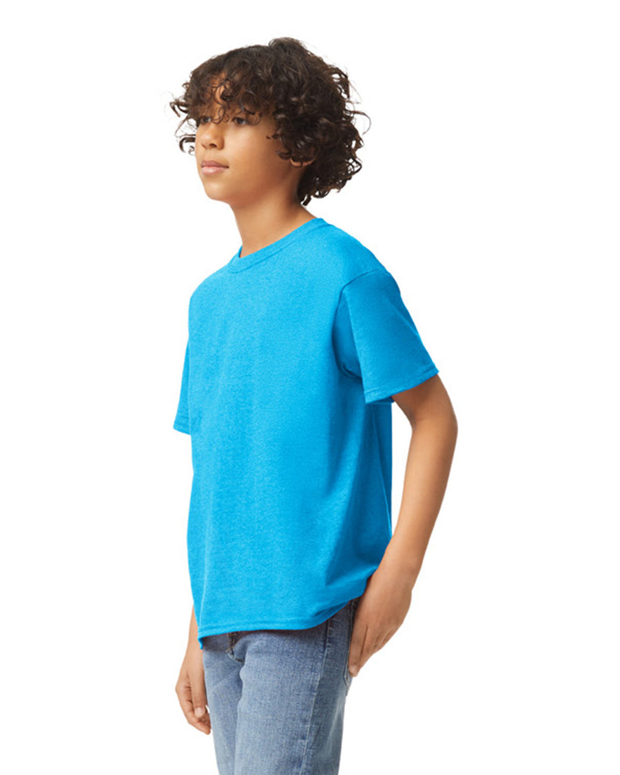 Gildan 5000B Youth Heavy Cotton T-Shirt - Sapphire - model side