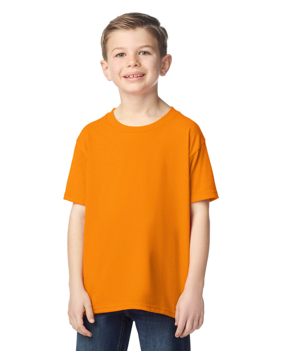 Gildan 5000B Youth Heavy Cotton T-Shirt - Tennessee Orange - model front