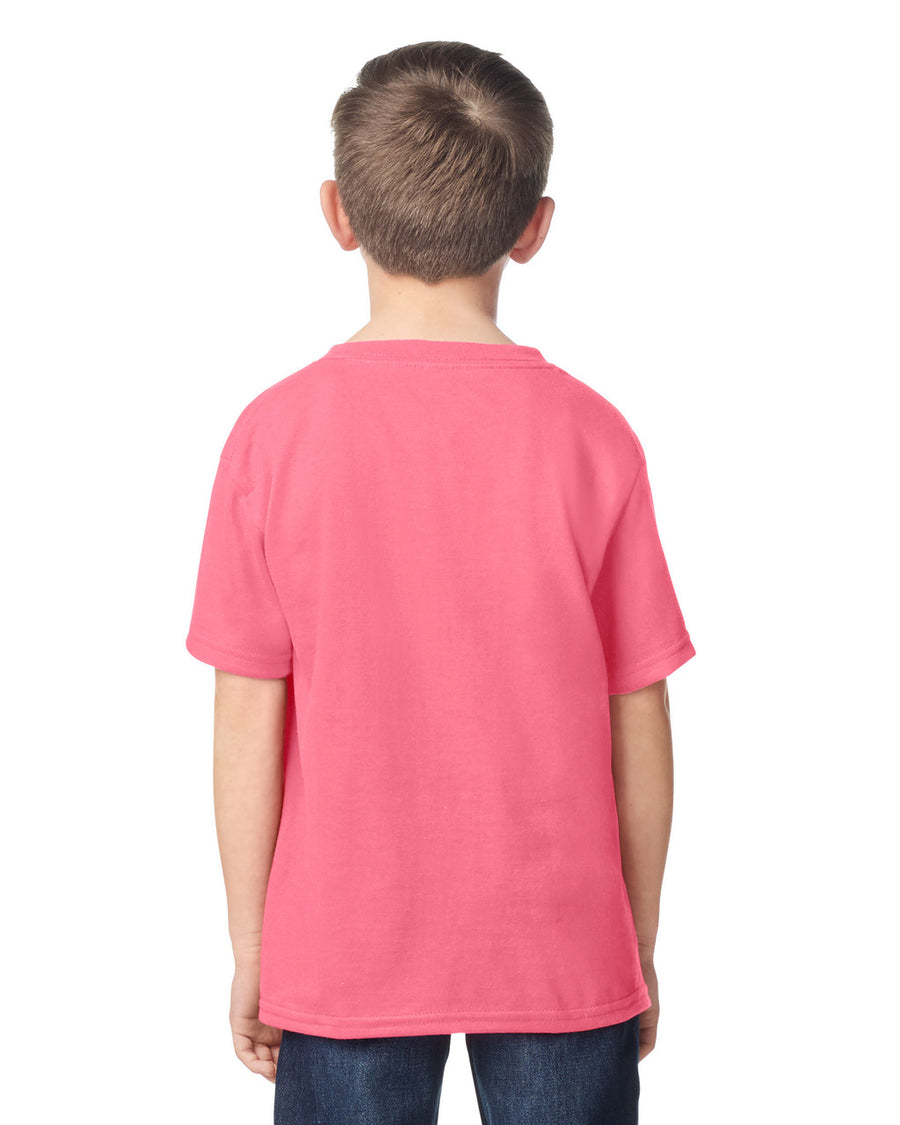 Gildan 5000B Youth Heavy Cotton T-Shirt - Coral Silk - model back