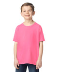 Gildan 5000B Youth Heavy Cotton T-Shirt - Safety Pink - model front