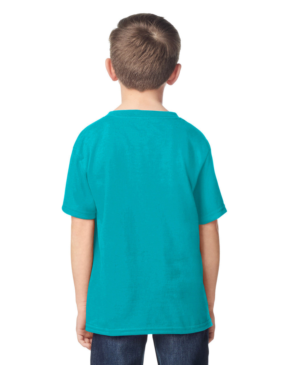 Gildan 5000B Youth Heavy Cotton T-Shirt - Tropical Blue - model back