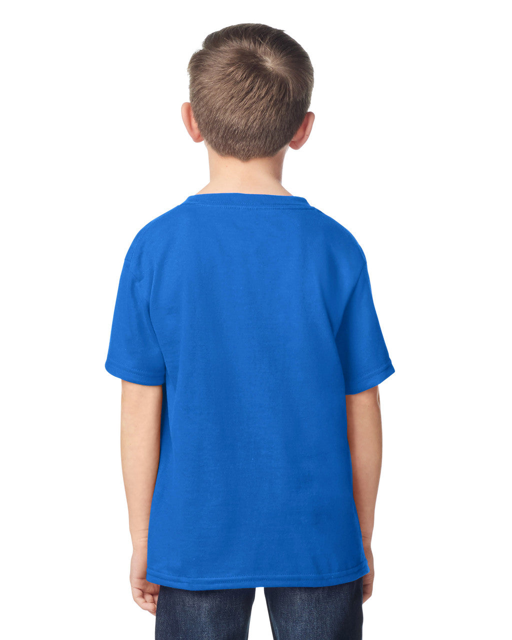 Gildan 5000B Youth Heavy Cotton T-Shirt - Neon Blue - model back