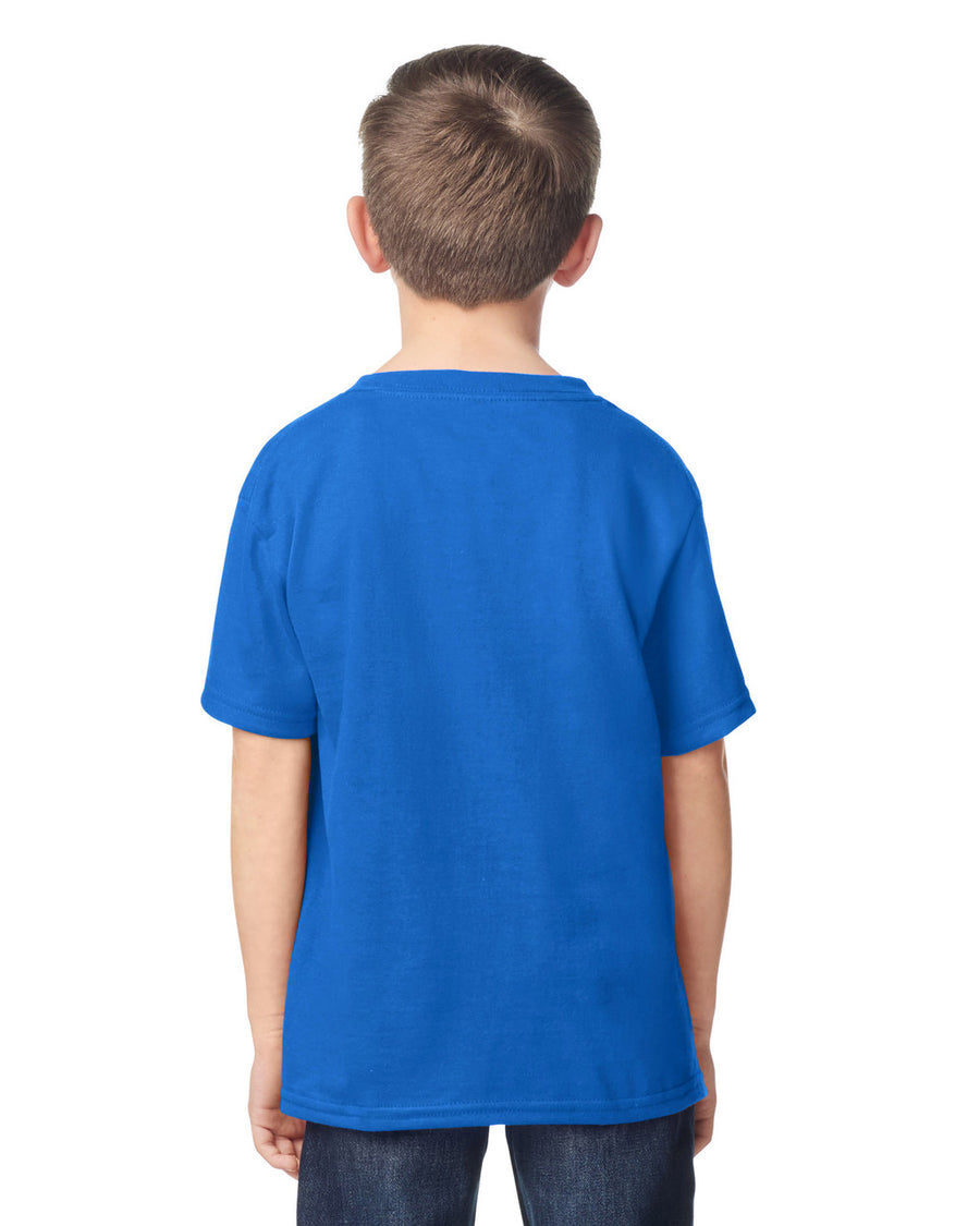 Gildan 5000B Youth Heavy Cotton T-Shirt - Neon Blue - model back