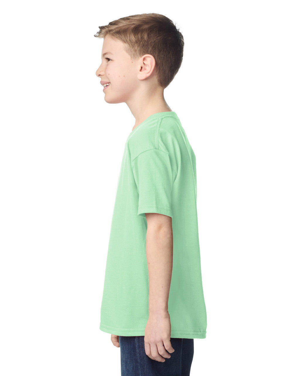 Gildan 5000B Youth Heavy Cotton T-Shirt - Mint Green - model side