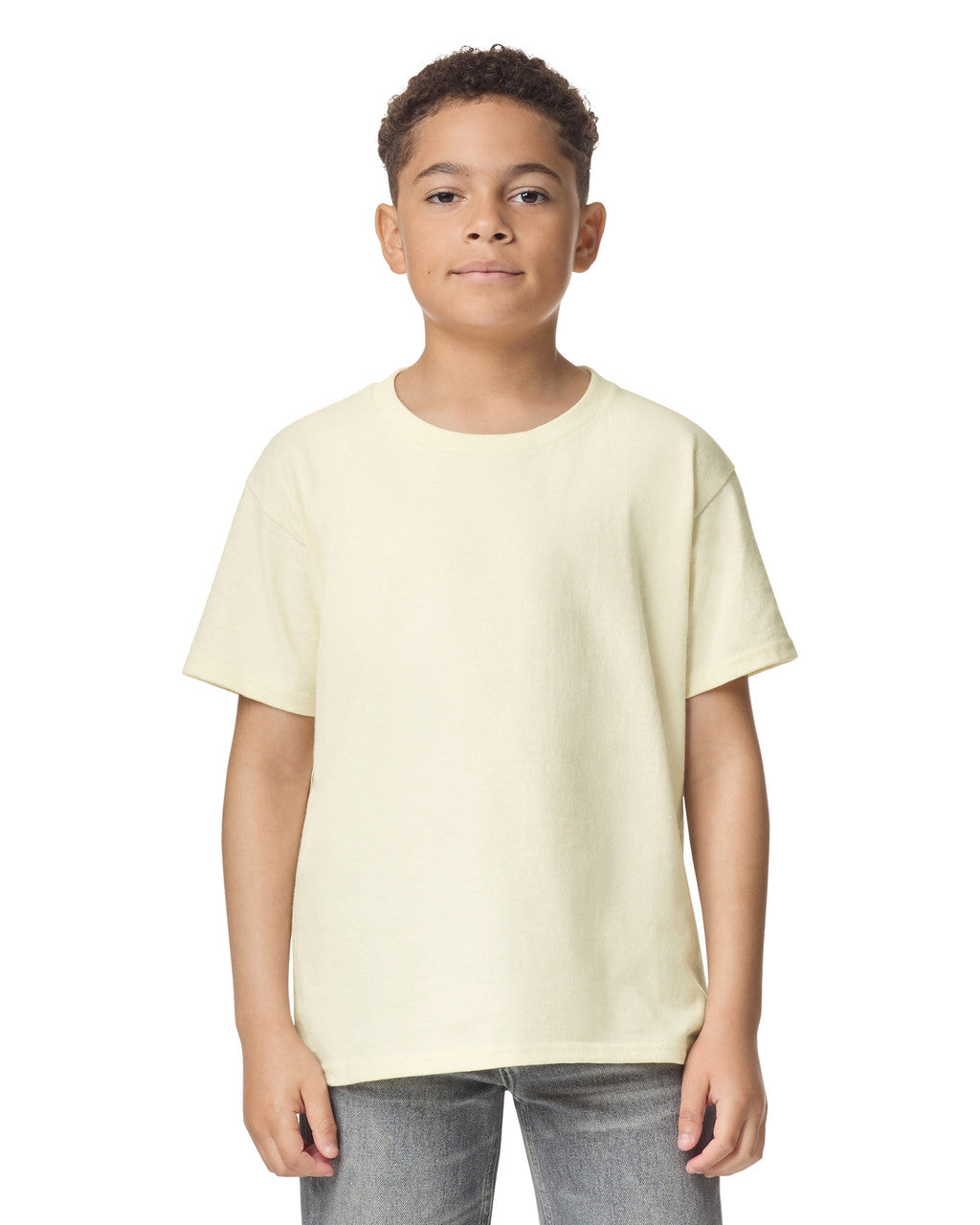 Gildan 5000B Youth Heavy Cotton T-Shirt - Off White - model front
