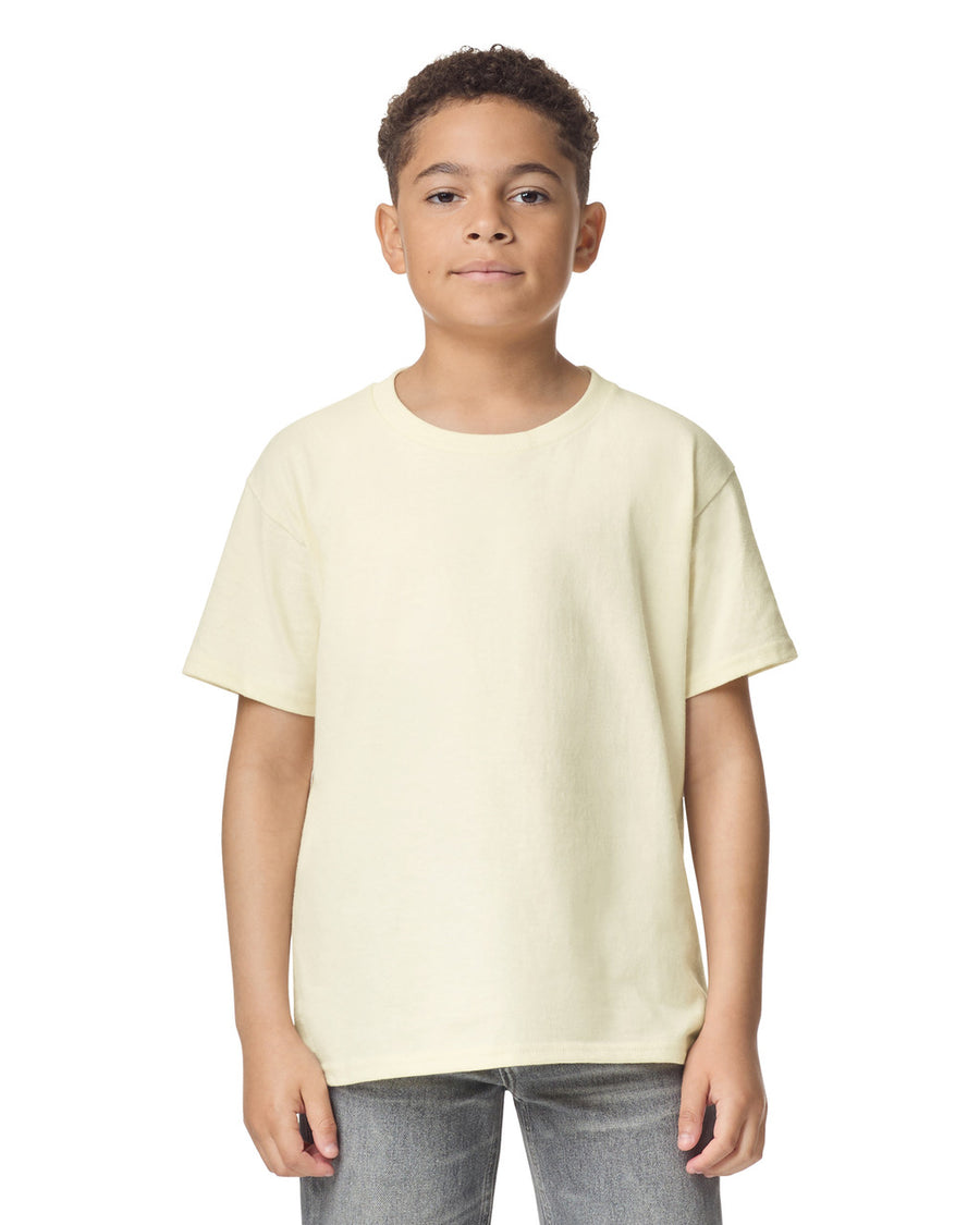 Gildan 5000B Youth Heavy Cotton T-Shirt - Off White - model front