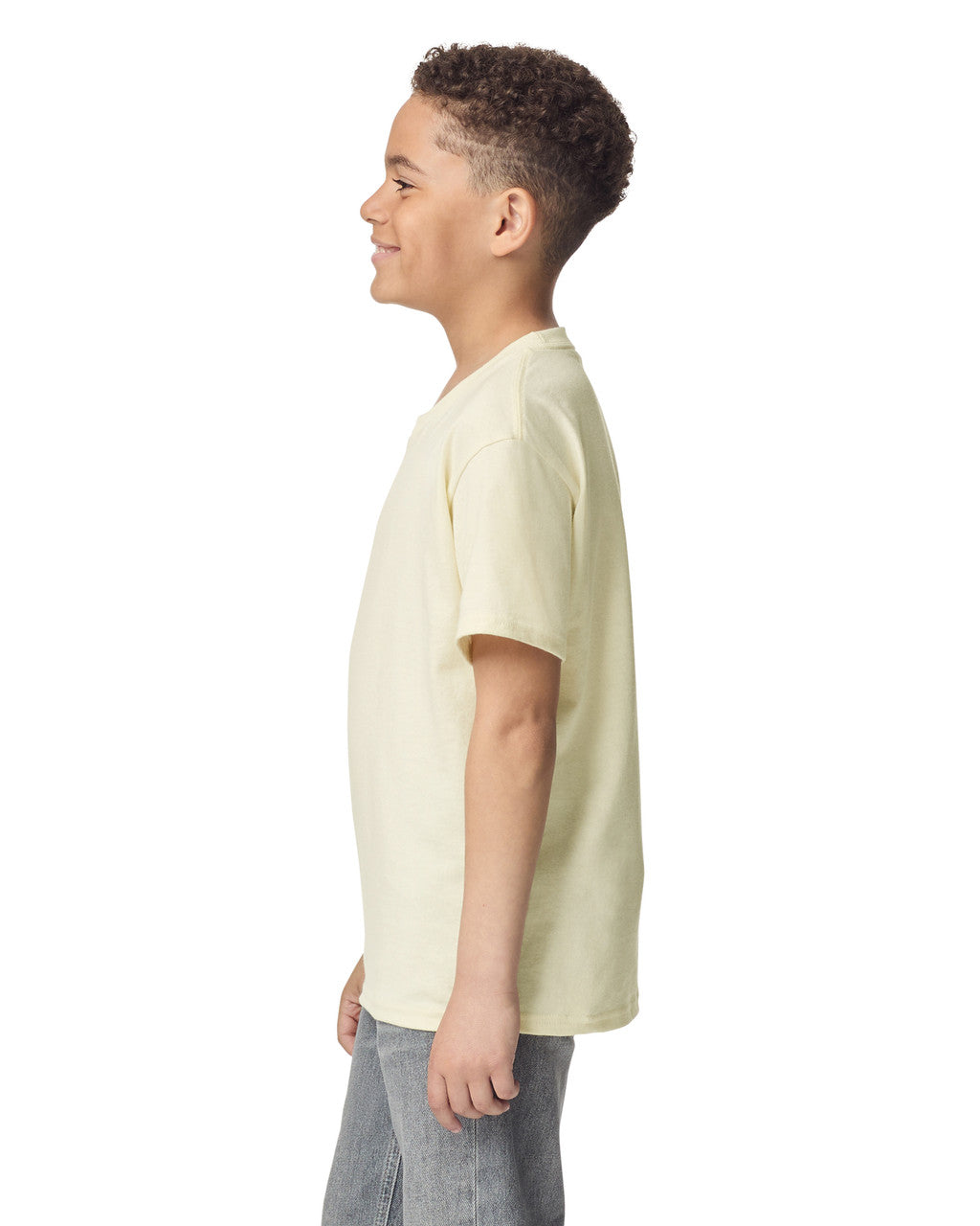 Gildan 5000B Youth Heavy Cotton T-Shirt - Off White - model side