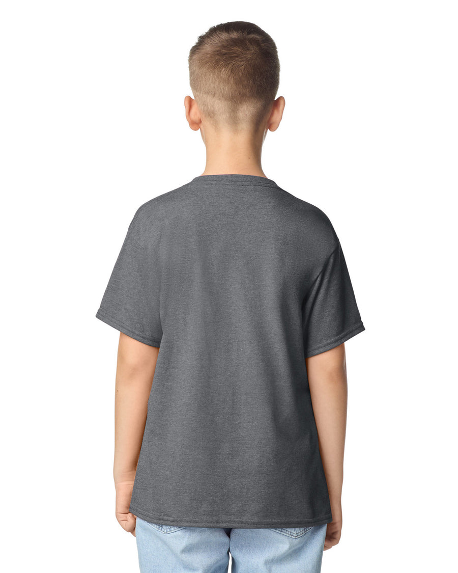 Gildan 5000B Youth Heavy Cotton T-Shirt - Graphite Heather - model back