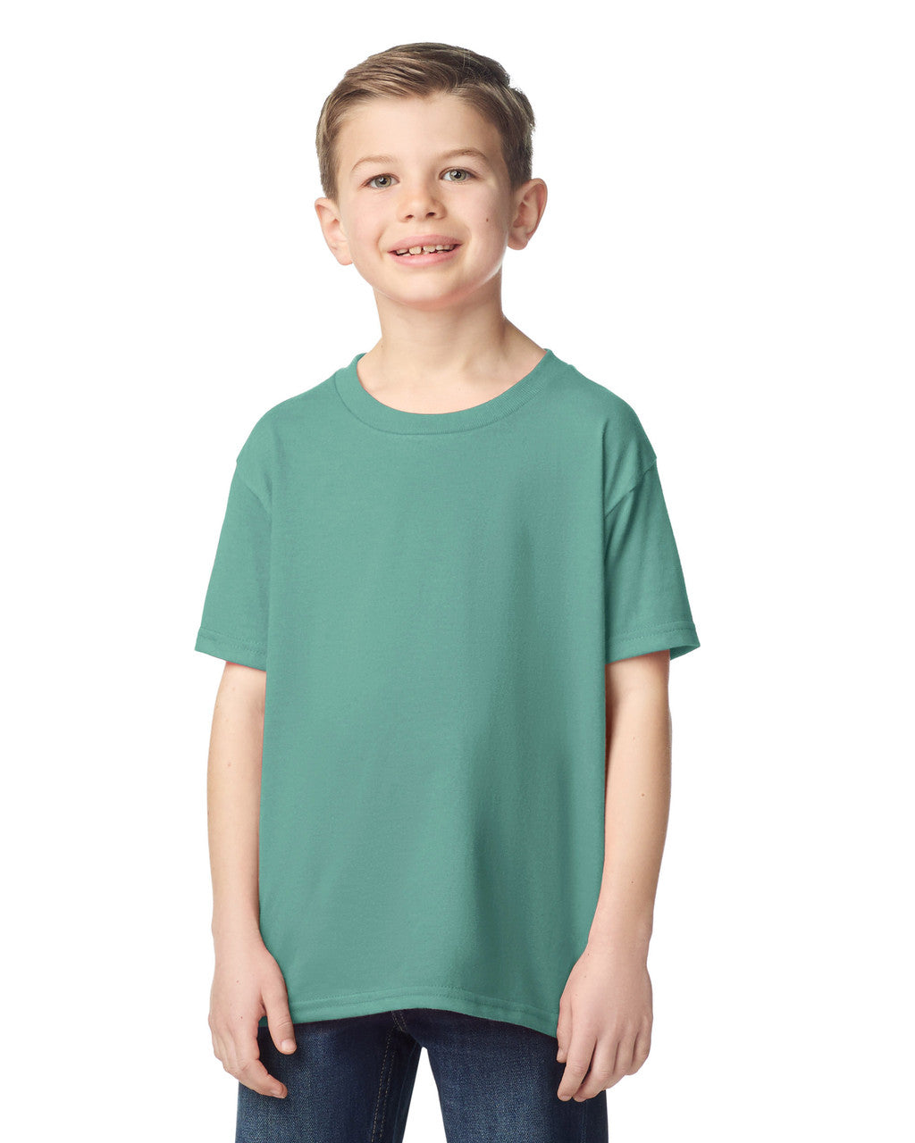 Gildan 5000B Youth Heavy Cotton T-Shirt - Aquatic - model front