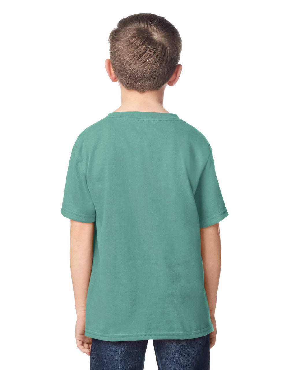 Gildan 5000B Youth Heavy Cotton T-Shirt - Aquatic - model back
