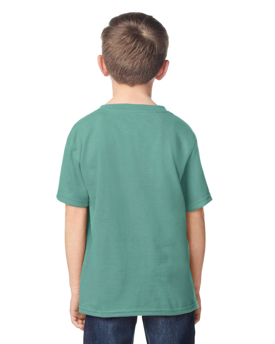 Gildan 5000B Youth Heavy Cotton T-Shirt - Aquatic - model back