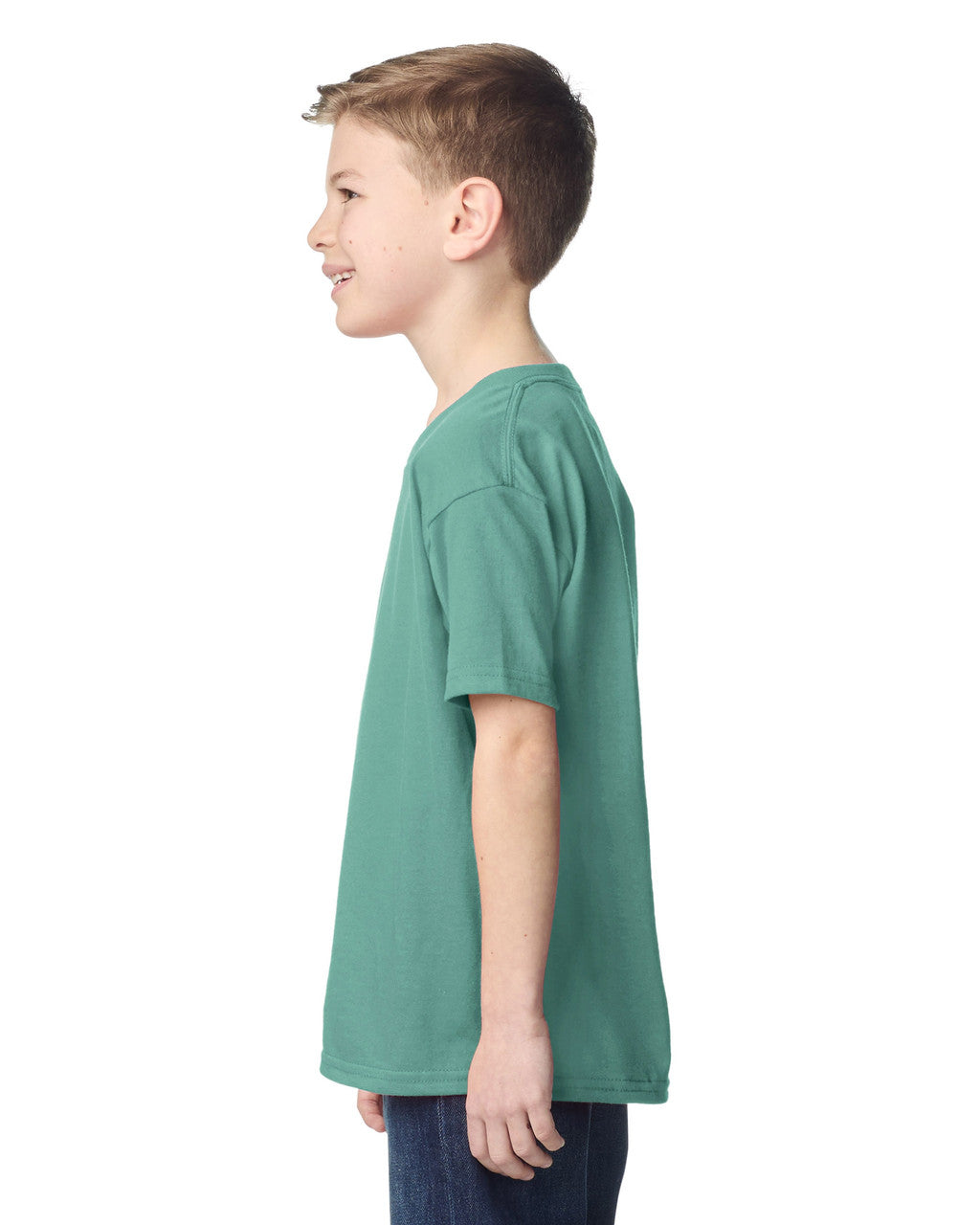 Gildan 5000B Youth Heavy Cotton T-Shirt - Aquatic - model side