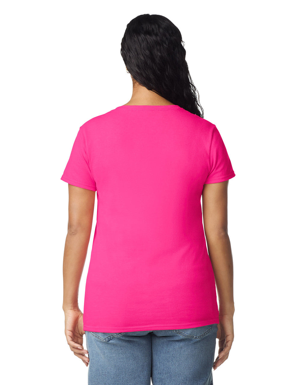 Gildan 5000L Women's Heavy Cotton T-Shirt - Heliconia - model back