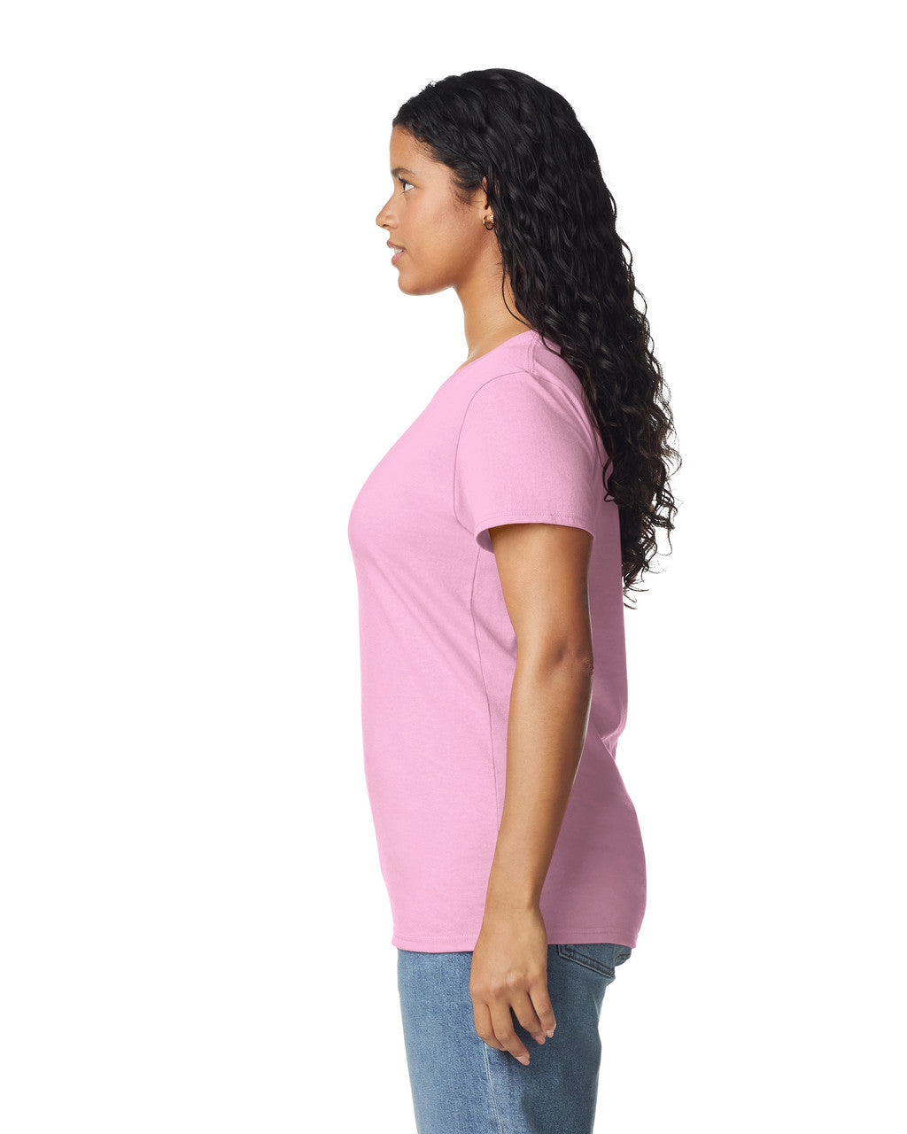 Gildan 5000L Women's Heavy Cotton T-Shirt - Light Pink - model side