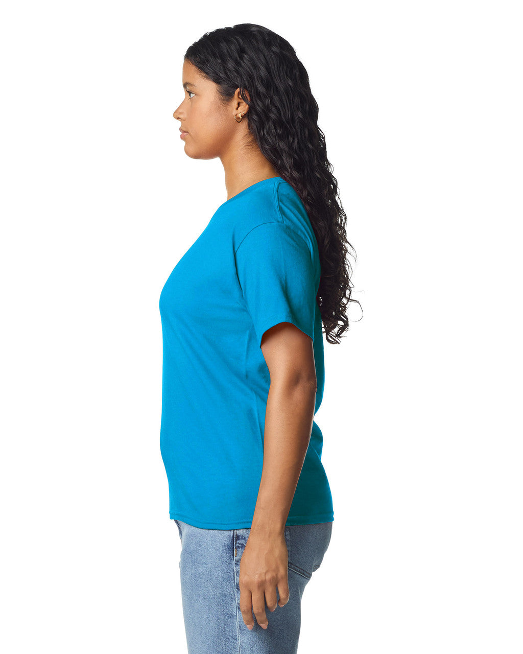 Gildan 5000L Women's Heavy Cotton T-Shirt - Sapphire - model side