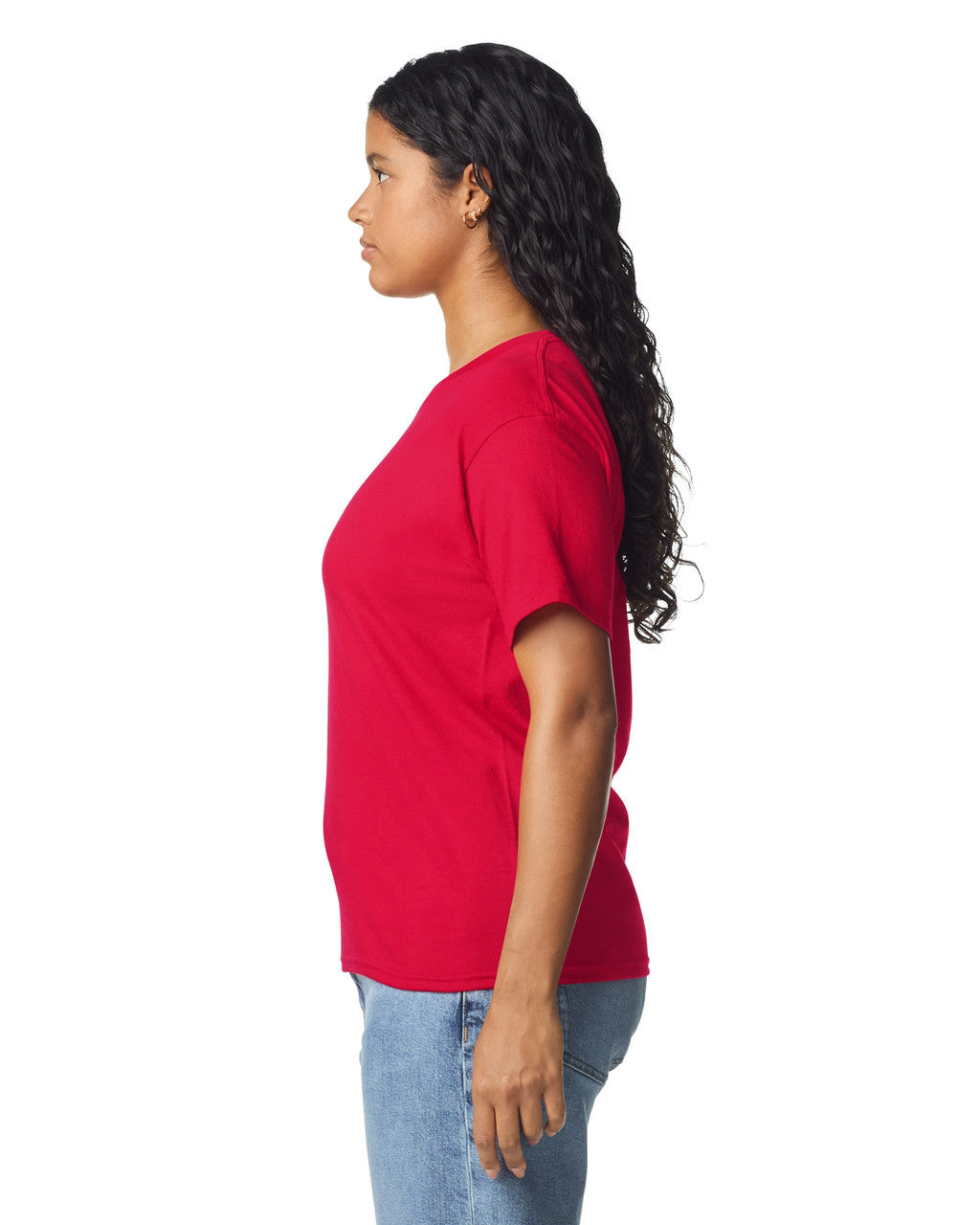 Gildan 5000L Women's Heavy Cotton T-Shirt - Red - model side
