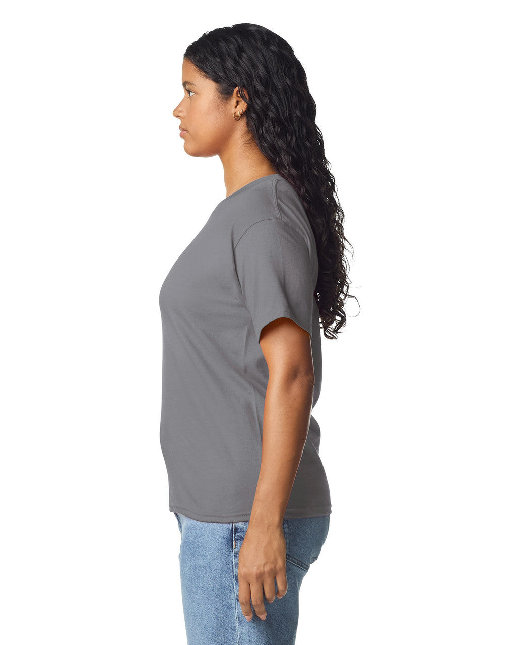 Gildan 5000L Women's Heavy Cotton T-Shirt - Charcoal - model side