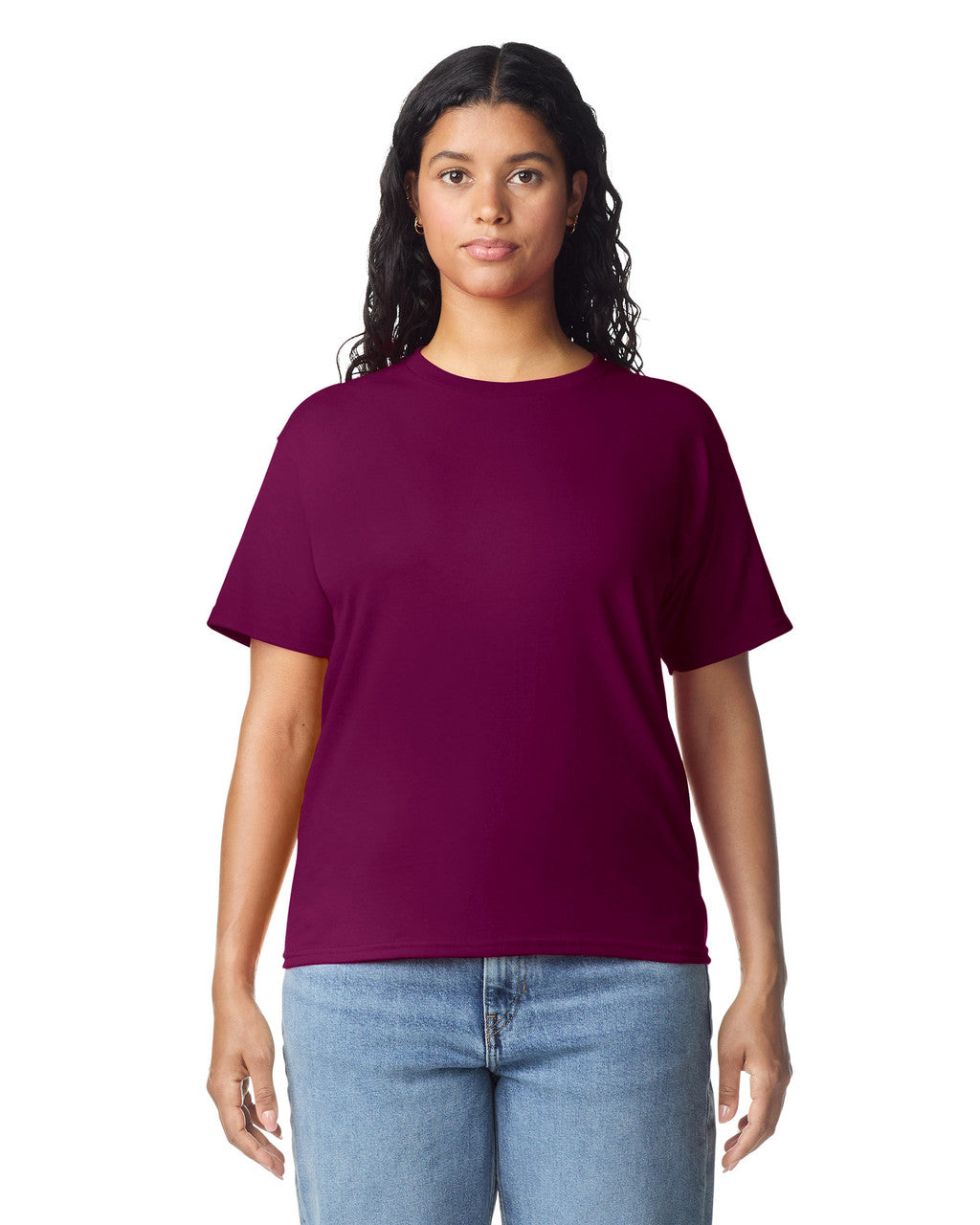Gildan 5000L Women's Heavy Cotton T-Shirt - Maroon - model front