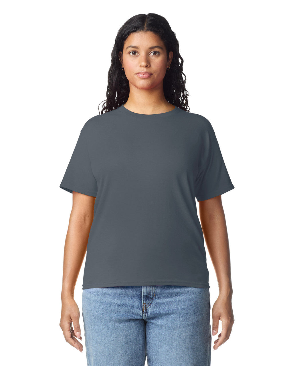 Gildan 5000L Women's Heavy Cotton T-Shirt - Dark Heather - model front