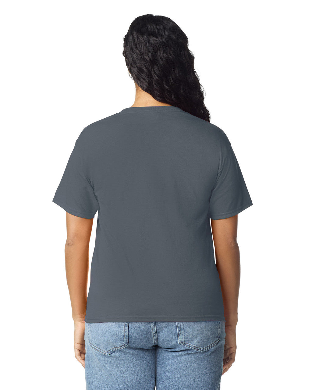 Gildan 5000L Women's Heavy Cotton T-Shirt - Dark Heather - model back