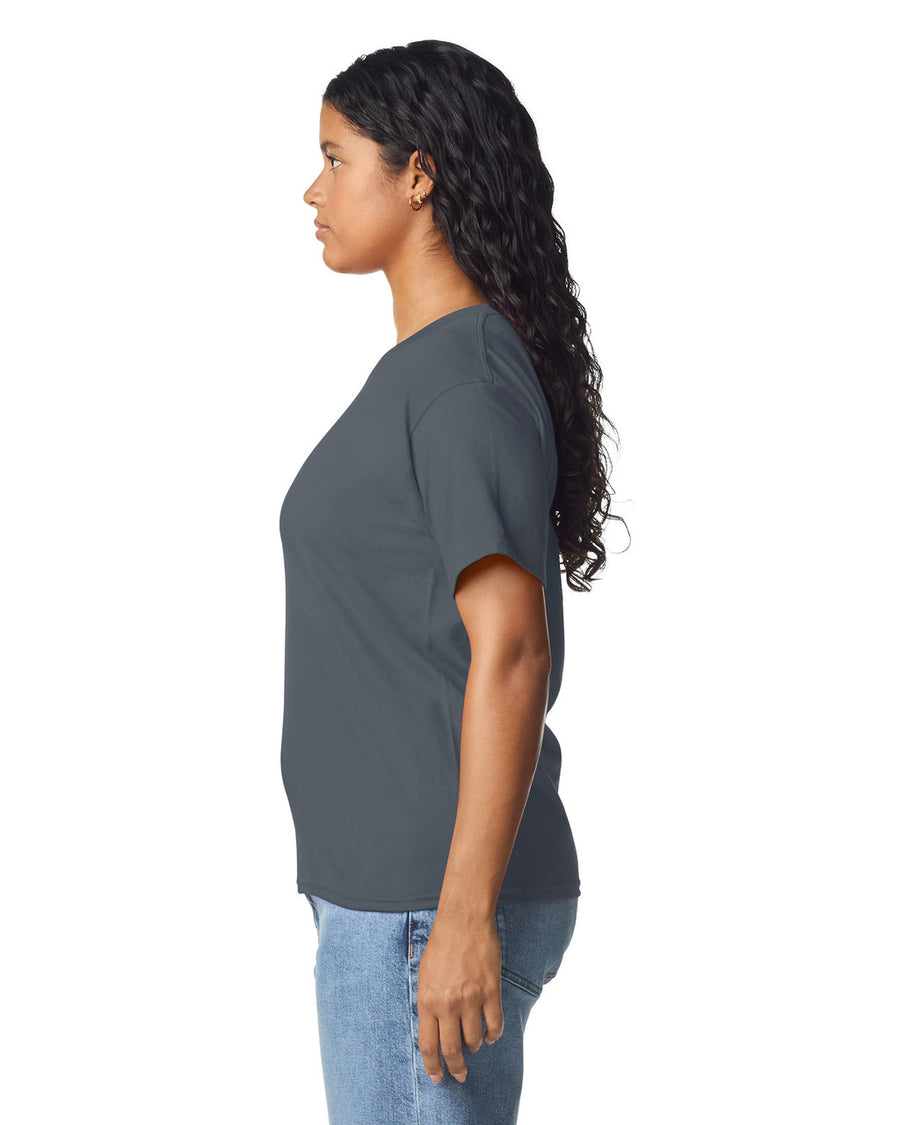 Gildan 5000L Women's Heavy Cotton T-Shirt - Dark Heather - model side