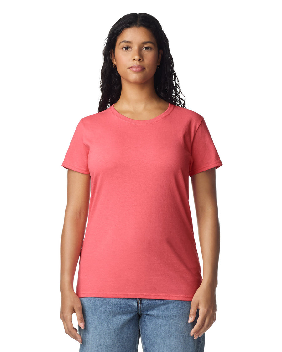 Gildan 5000L Women's Heavy Cotton T-Shirt - Coral Silk - model front
