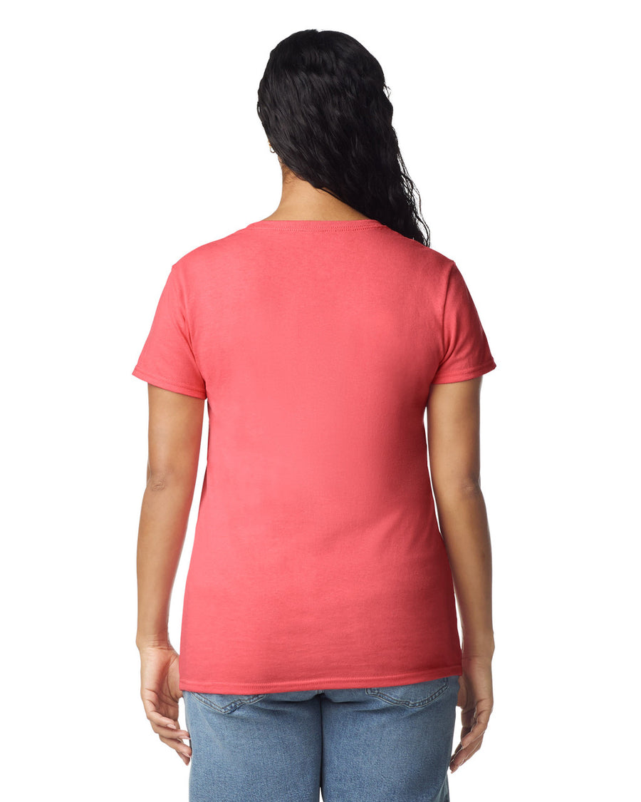 Gildan 5000L Women's Heavy Cotton T-Shirt - Coral Silk - model back
