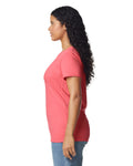 Gildan 5000L Women's Heavy Cotton T-Shirt - Coral Silk - model side