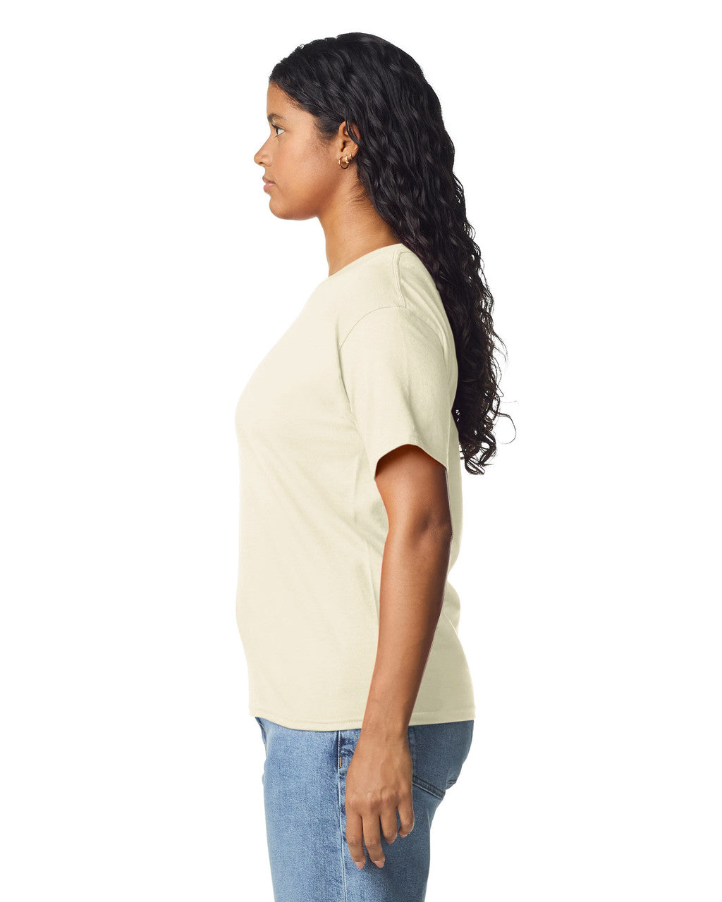Gildan 5000L Women's Heavy Cotton T-Shirt - Off White - model side