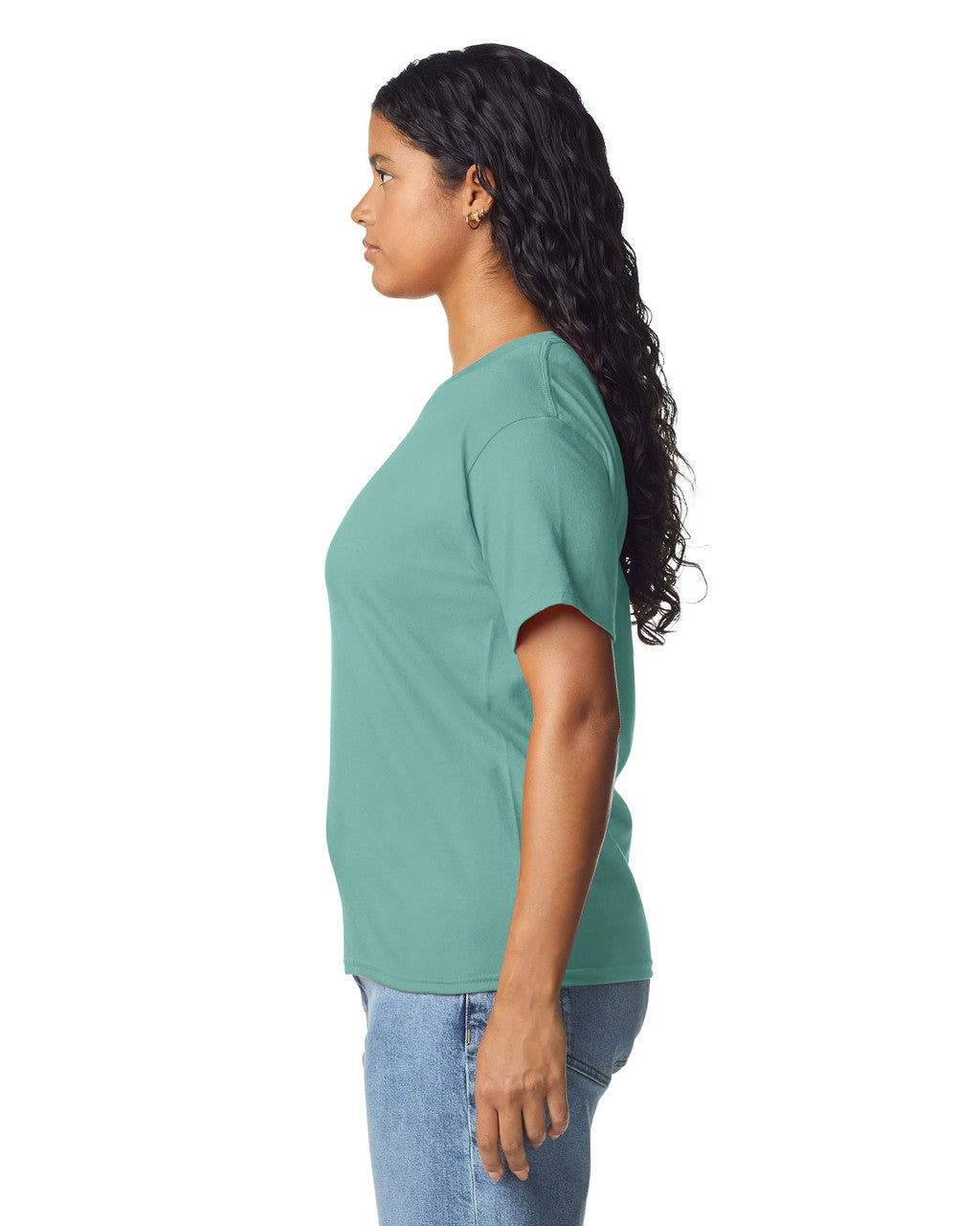 Gildan 5000L Women's Heavy Cotton T-Shirt - Aquatic - model side