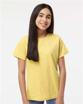 LAT 6101 Youth Fine Jersey Tee - Butter - model front
