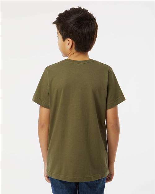 LAT 6101 Youth Fine Jersey Tee - Military Green - model back