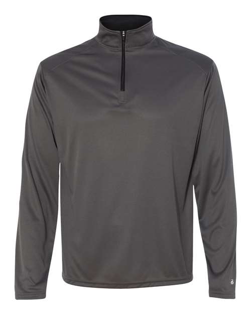Badger 4102 Men's B-Core Quarter-Zip Pullover - Graphite/ Black - front