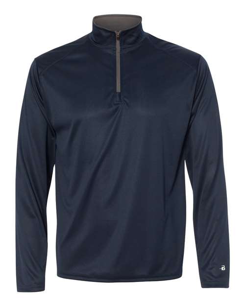 Badger 4102 Men's B-Core Quarter-Zip Pullover - Navy/ Graphite - front