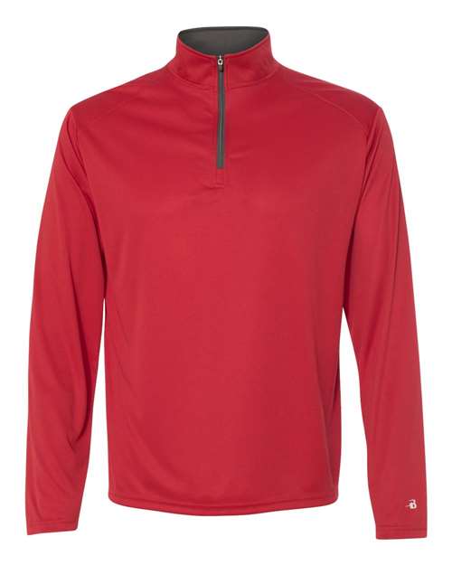 Badger 4102 Men's B-Core Quarter-Zip Pullover - Red/ Graphite - front