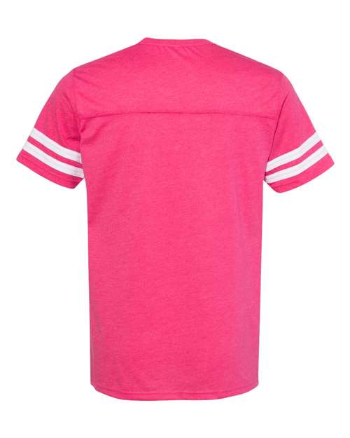 LAT 6937 Unisex Football Fine Jersey Tee - Vintage Hot Pink/ White - back