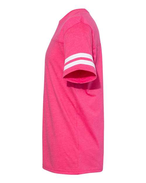 LAT 6937 Unisex Football Fine Jersey Tee - Vintage Hot Pink/ White - side