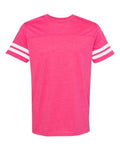 LAT 6937 Unisex Football Fine Jersey Tee - Vintage Hot Pink/ White - front