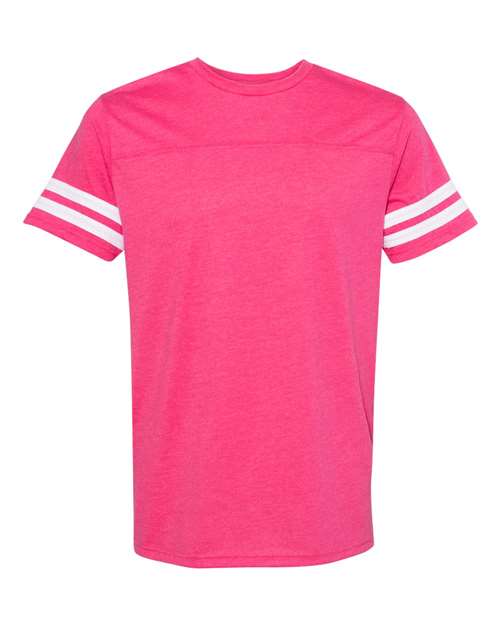 LAT 6937 Unisex Football Fine Jersey Tee - Vintage Hot Pink/ White - front
