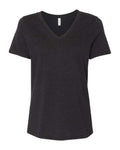 BELLA + CANVAS 6405CVC Women's Relaxed Heather CVC V-Neck Tee - Black Heather - front