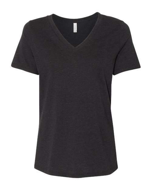 BELLA + CANVAS 6405CVC Women's Relaxed Heather CVC V-Neck Tee - Black Heather - front