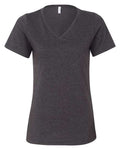 BELLA + CANVAS 6405CVC Women's Relaxed Heather CVC V-Neck Tee - Dark Grey Heather - front